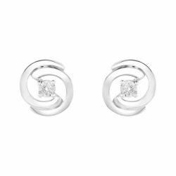 Boucles d'oreilles femme puces or 375/1000  blanc et diamants - puces - edora - 1