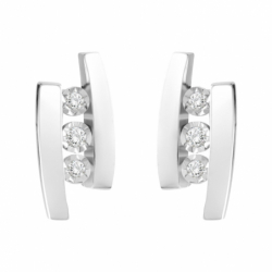 Boucles d'Oreilles Femme Puces OR 375/1000 Blanc et Diamants