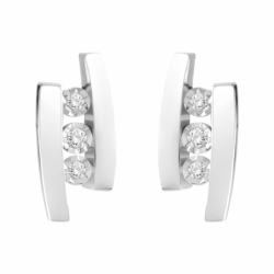 Boucles d'oreilles femme puces or 375/1000 blanc et diamants - puces - edora - 1