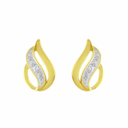 Boucles d'oreilles femme puces or 375/1000 bicolore et diamants - boucles-d-oreilles-or-375-1000 - edora - 1