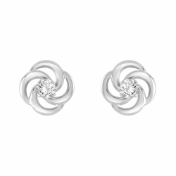 Boucles d'oreilles femme puces or 375/1000 blanc et oxydes - puces - edora - 1