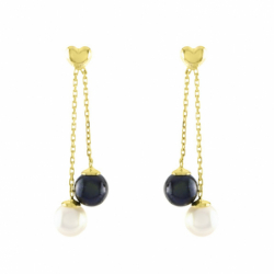 Boucles d'oreilles femme pendantes or 375/1000 jaune et perles - pendantes - edora - 0
