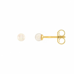 Boucles d'oreilles puces or 375/1000 jaune et perles - puces - edora - 0