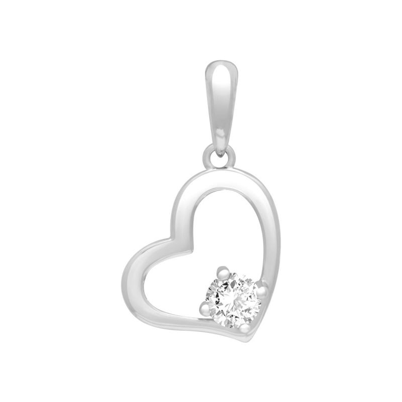 Pendentif femme coeur or 375/1000 blanc et oxyde - pendentifs - edora