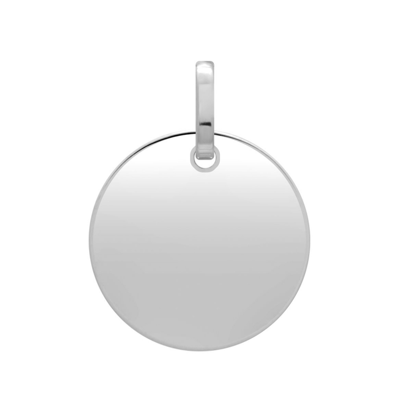 Médaille plaque ronde or 750/1000 blanc - medailles - edora Médaille plaque ronde or 750/1000 blanc - medailles - edora