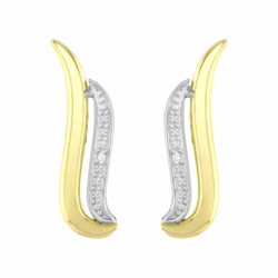 Boucles d'oreilles femme puces or 750/1000 bicolore et diamants - puces - edora - 1