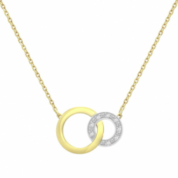 Collier femme cercles entrelacés or 750/1000 bicolore et diamants - plus-de-colliers-femmes - edora - 0