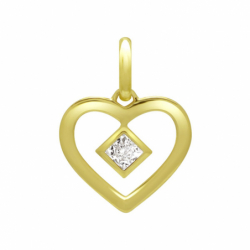 Pendentif Femme Coeur OR 750/1000 Jaune et Diamant