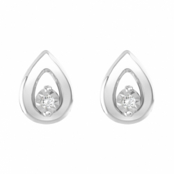 Boucles d'Oreilles Femme Puces  OR 750/1000 Blanc et diamants