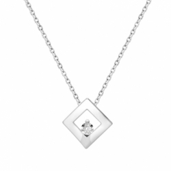 Collier femme solitaire or 750/1000 blanc et diamant - plus-de-colliers-femmes - edora - 0