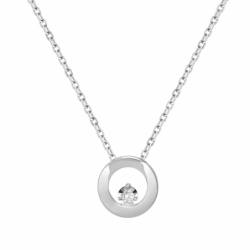 Collier femme solitaire cercle or 750/1000 blanc et diamant - plus-de-colliers-femmes - edora - 0