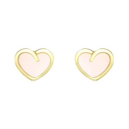 Boucles d'Oreilles Enfant Puces Coeurs OR 750/1000 Jaune