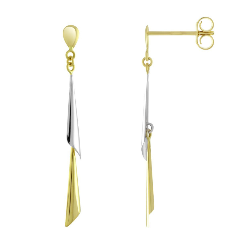 Boucles d'oreilles femme pendantes or 750/1000 bicolore - accueil - edora