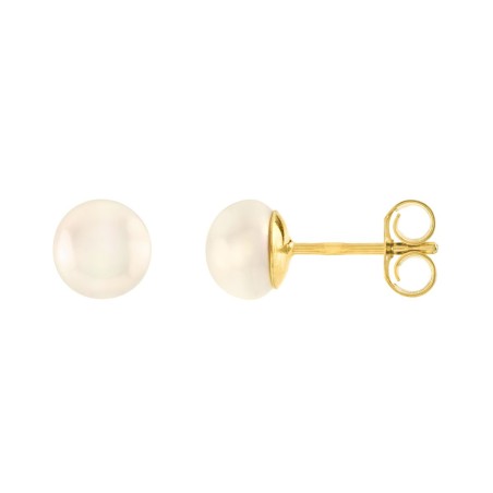 Boucles d'oreilles puces or 750/1000 jaune et perles – puces