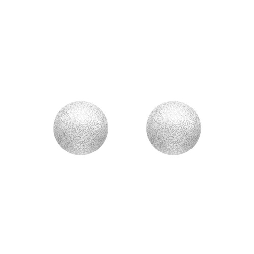 Boucles d'Oreilles Femme Puces Boules OR 750/1000 Blanc
