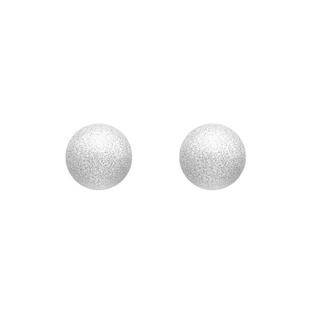 Boucles d'Oreilles Femme Puces Boules OR 750/1000 Blanc