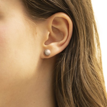 Boucles d'oreilles femme puces boules or 750/1000 blanc – puces