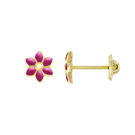 Boucles d'oreilles enfant puces fleurs or 750/1000 jaune – puces
