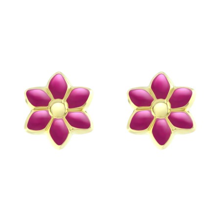 Boucles d'Oreilles Enfant Puces Fleurs OR 750/1000 Jaune