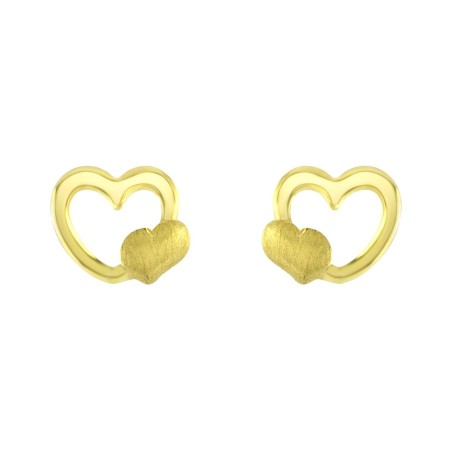 Boucles d’oreilles enfant puces cœurs edora or 750/1000 jaune edo8000v – puces