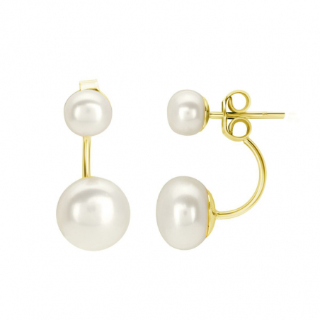 Boucles d’oreilles pendantes argent, or, perles & or blanc femme - accueil - edora - 1