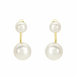 Boucles d'oreilles femme pendantes or 750/1000 jaune et perles - boucles-d-oreilles-or-750-1000 - edora - 1