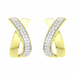 Boucles d'oreilles femme puces or 750/1000 bicolore et diamants - puces - edora - 1
