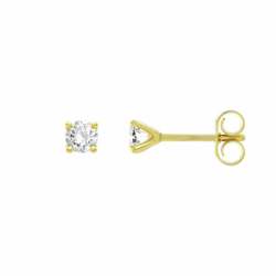 Boucles d'oreilles femme puces or 750/1000 jaune et diamants - puces - edora - 0