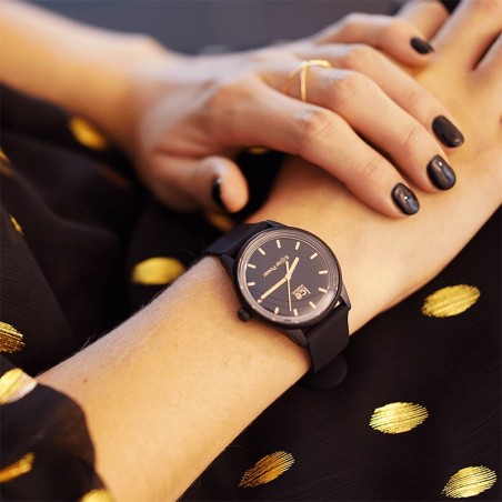 Montre femme solaire ice watch black rose-gold silicone noir – analogiques