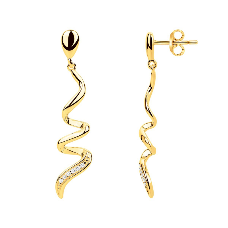 Boucles d'oreilles femme pendantes plaque or jaune et oxydes - boucles-d- oreilles-plaque-or - edora