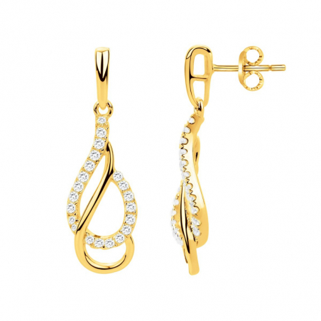 Boucles d’oreilles pendantes argent, or, perles & or blanc femme (2) -  - edora - 1