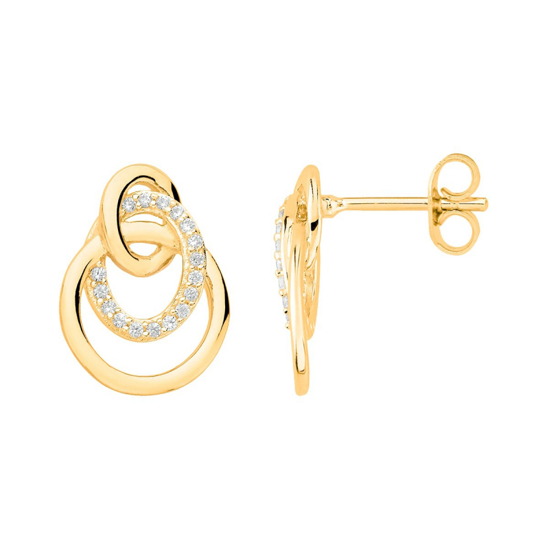 Boucles d'oreilles femme puces cercles plaque or jaune et oxydes - boucles-d -oreilles-plaque-or 