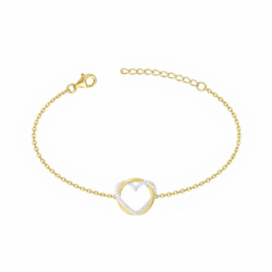 Bracelet femme coeur plaque or jaune et oxydes - bracelets-plaque-or - edora - 0