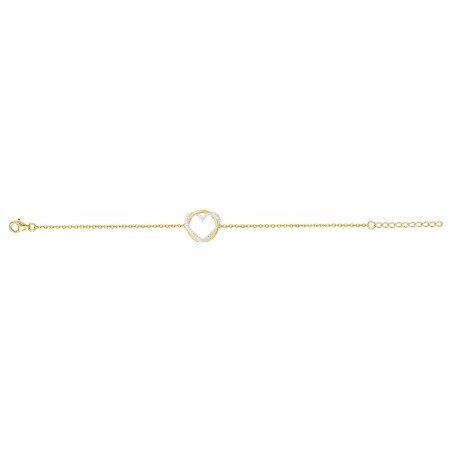 Bracelet femme coeur plaque or jaune et oxydes – bracelets plaqué or