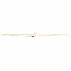 Bracelet femme coeur plaque or jaune et spinelle rouge - bracelets-plaque-or - edora - 2