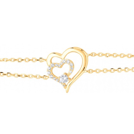 Bracelet femme coeur plaque or jaune et oxydes – bracelets plaqué or