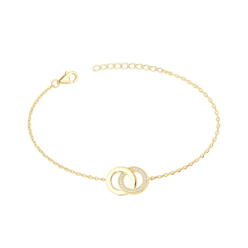 Bracelet femme cercles plaque or jaune et oxydes - bracelets