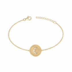 Bracelet femme croissant de lune plaque or jaune et oxydes - bracelets-plaque-or - edora - 0