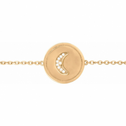Bracelet femme croissant de lune plaque or jaune et oxydes - bracelets-plaque-or - edora - 1