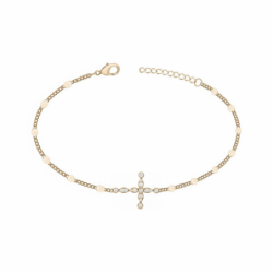Bracelet femme croix plaque or jaune et oxydes - bracelets-plaque-or - edora - 0