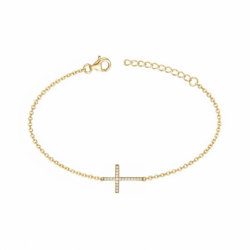 Bracelet femme croix plaque or jaune et oxydes - bracelets-plaque-or - edora - 0