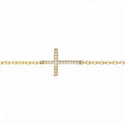 Bracelet femme croix plaque or jaune et oxydes - bracelets-plaque-or - edora - 1