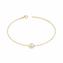 Bracelet femme paix plaque or jaune et oxydes - bracelets-plaque-or - edora - 0