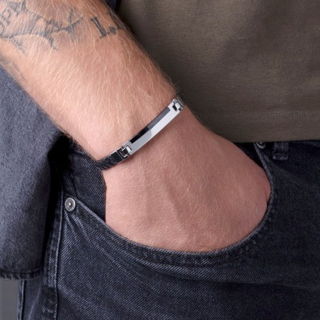 Bracelet Homme Cuir Phebus Acier et Céramique
