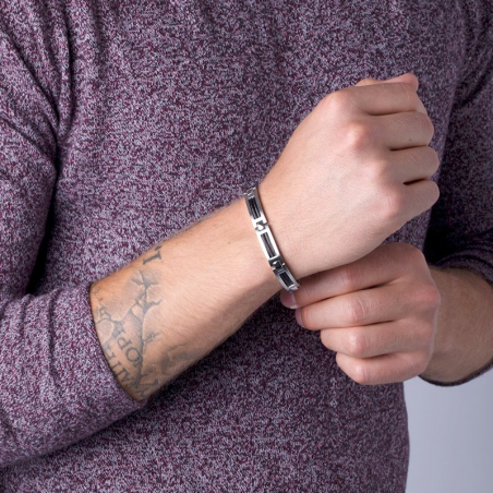 Bracelet femme, homme, or & argent : jonc, gourmette, manchette (3) - bracelets-acier - edora - 2