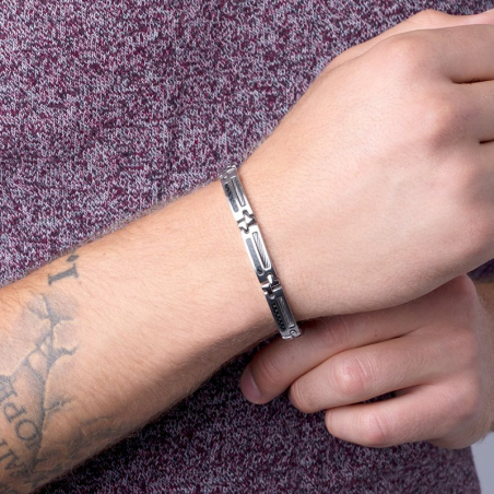 Bracelet femme, homme, or & argent : jonc, gourmette, manchette (10) - bracelets-acier - edora - 2