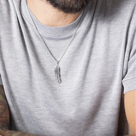 Collier Homme Plume PHEBUS LEGEND Acier