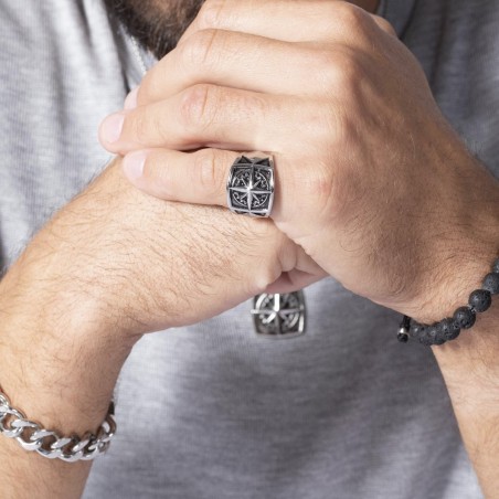 Bague Homme Chevalière PHEBUS LEGEND Acier