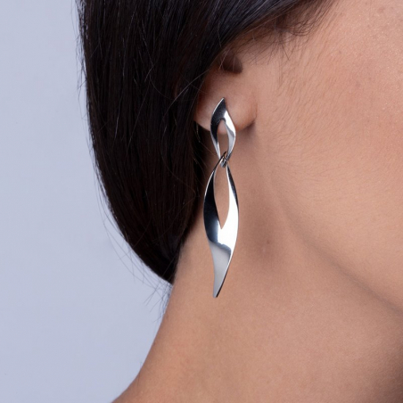 Boucles d’oreilles pendantes argent, or, perles & or blanc femme - pendantes - edora - 2