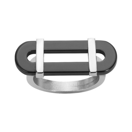 Bague femme acier argenté et céramique noire – toutes nos bagues femme